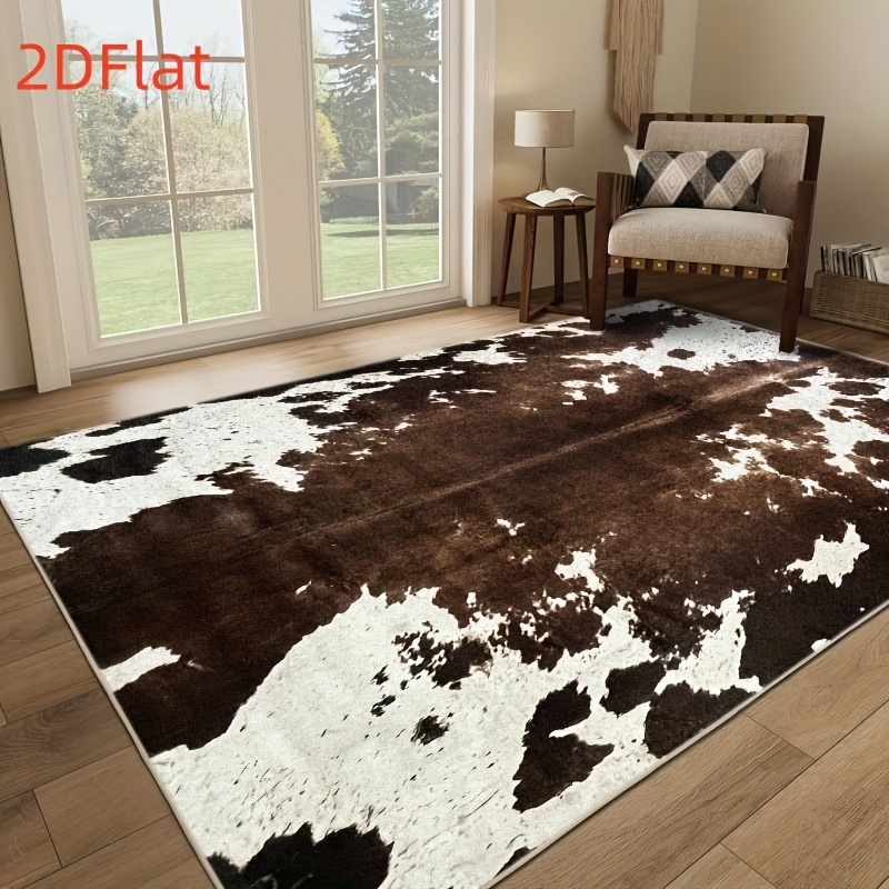 Cowhide Rug Faux - 2D Düz Sığır Derisi Baskılı Flanel