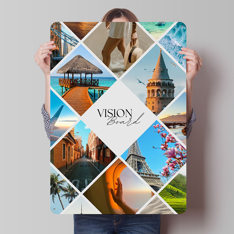 Home Decor Vision Board - Seyahat Vizyon Kurulu Kolaj Baskılı Poster