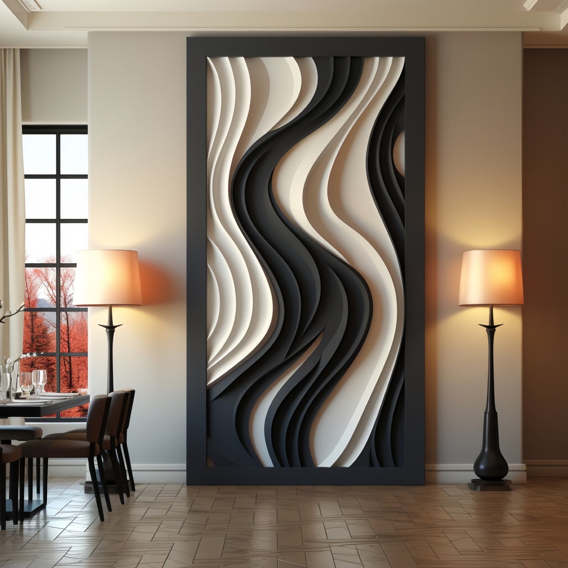 Home Decor Vision Board - xx-Wave Şerit Dekoratif Ahşap Duvar Sanatı