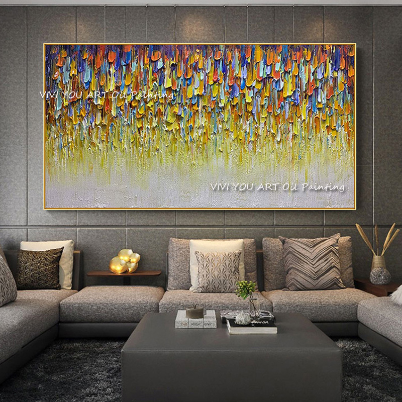 Home Decor Color Palettes - Soyut El Yapımı Renk Kalın Yağlıboya