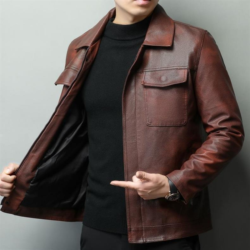 Cowhide Rug Faux - Vintage Kahverengi Sığır Derisi Deri Biker