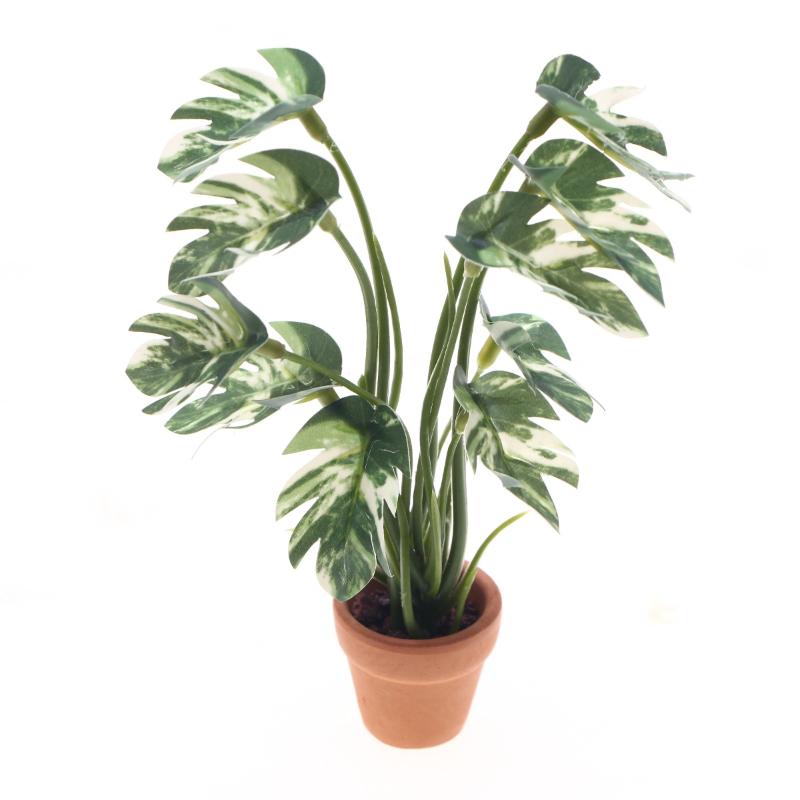 Home Decor Simulator - Yeni.1PC 1/12 Dollhouse Simülasyon Monstera Yeşil