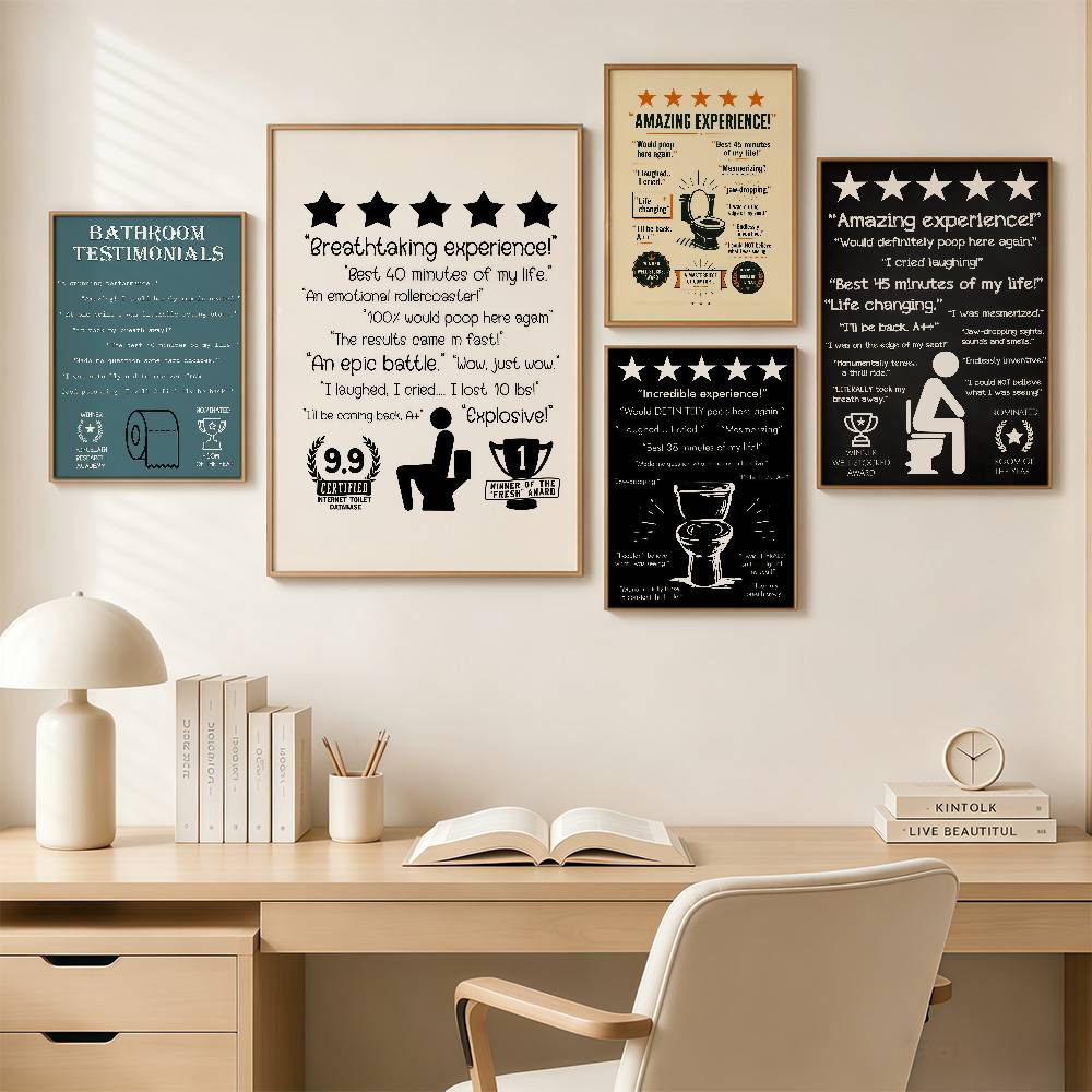 Review Home Decor - Komik Banyo Tavsiye Yazıları Duvar Sanatı
