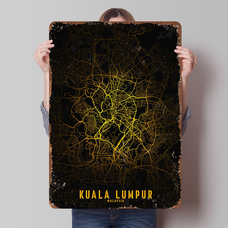 Home Decor Kuala Lumpur - Kuala Lumpur Altın Şehir Haritası Baskılı