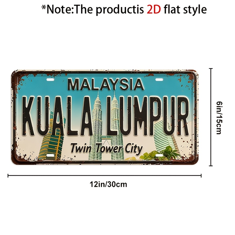 2D Düz, 1 adet Vintage Kuala L - Home Decor Kuala Lumpur incelemesi ve fiyatı