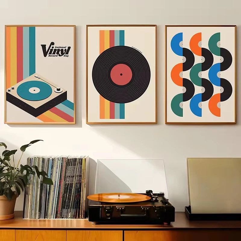 Orta Yüzyıl Vinil Plak Kanvas  - Home Decor Design Interior incelemesi ve fiyatı