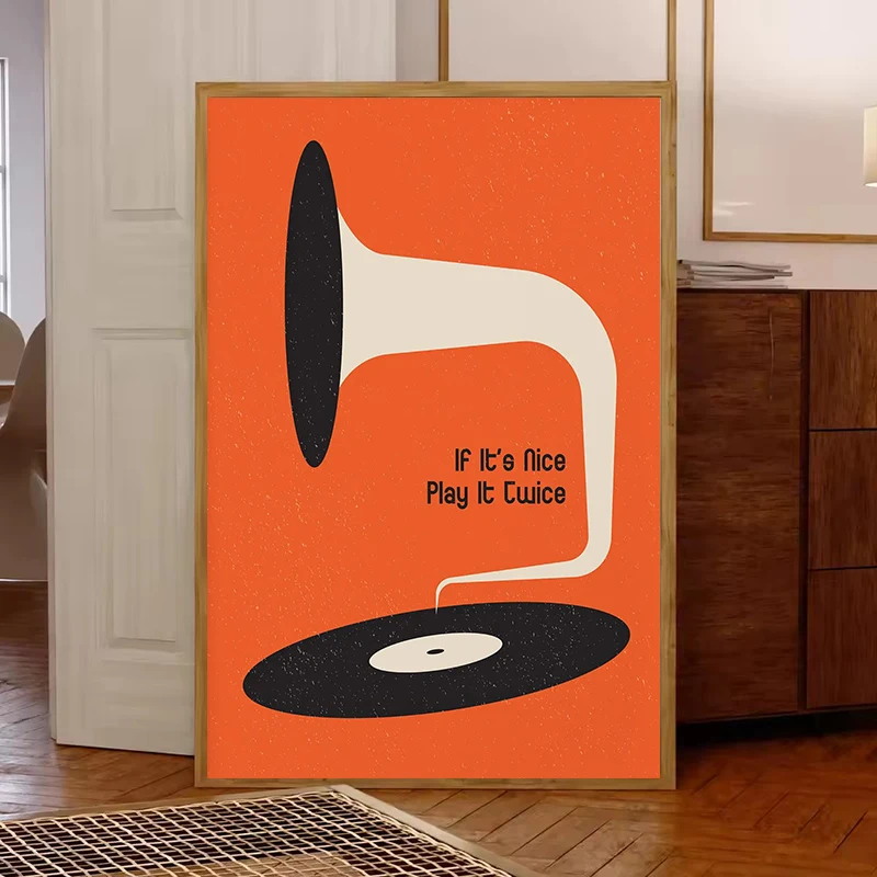 Orta Yüzyıl Vinil Plak Kanvas  - Home Decor Design Interior incelemesi ve fiyatı