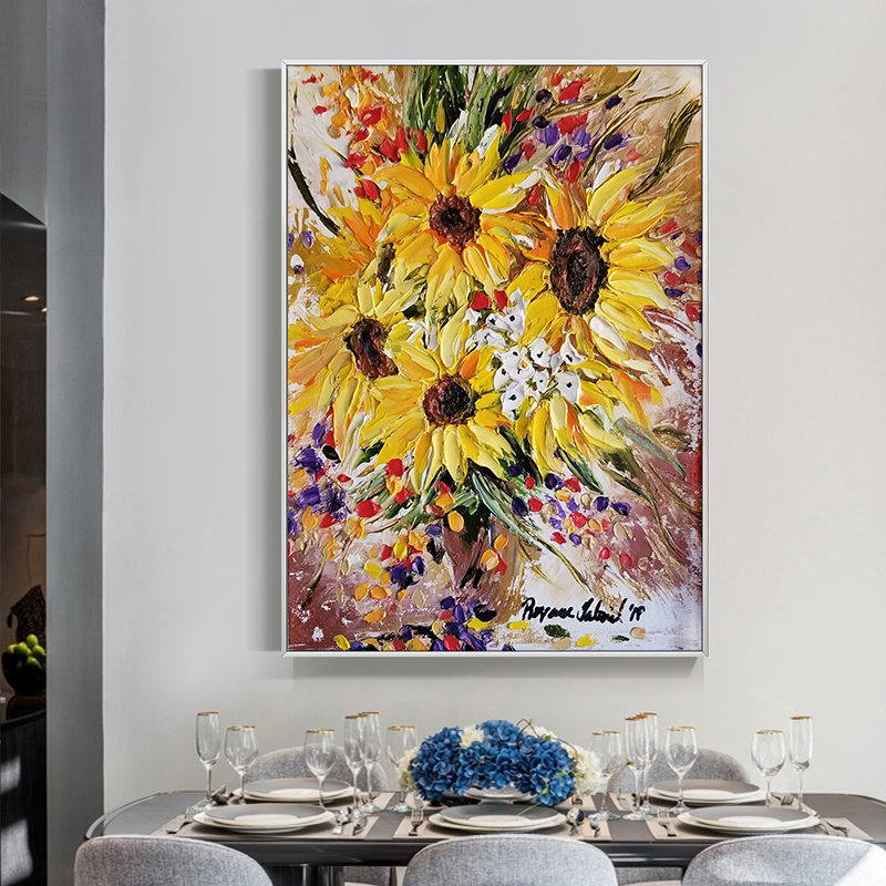 Canlı 3D Impasto Ayçiçeği Yağl - Home Decor Color Palettes incelemesi ve fiyatı